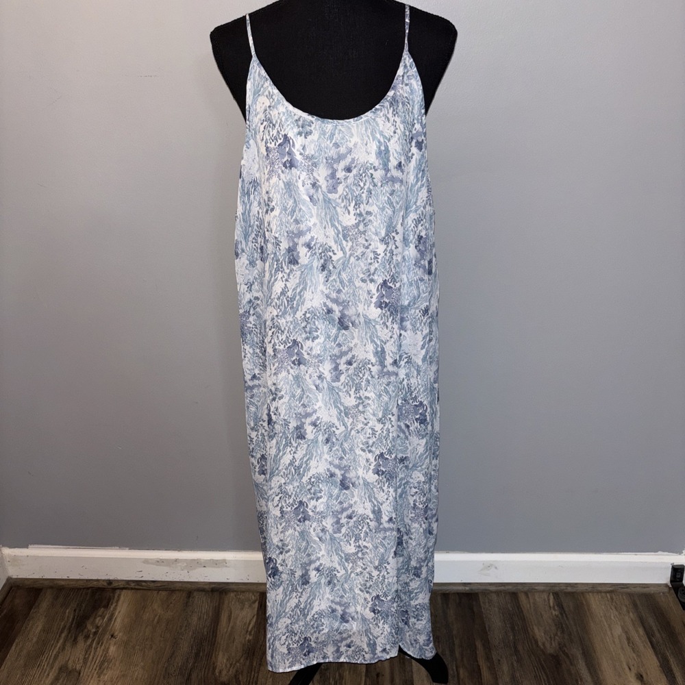 Old Navy Blue White Floral Chiffon Hi-Low Dress Size 2XL Wedding Guest